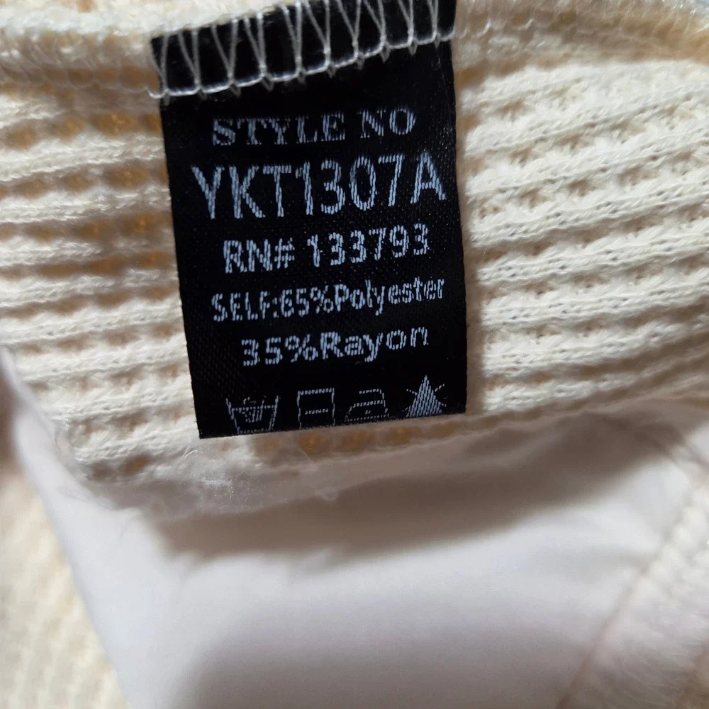 POL Mixed Media Waffle Knit Quilted Patchwork Pullover Top Cream Mauve YKT1307A - Picture 6 of 10